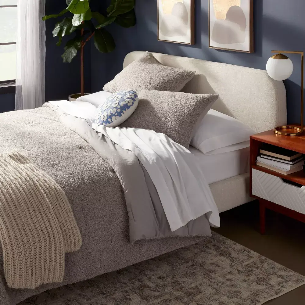 3pc Full/Queen Traditional Cozy Chenille Comforter and Sham Set Gray - Threshold: Polyester Knit OEKO-TEX Certified