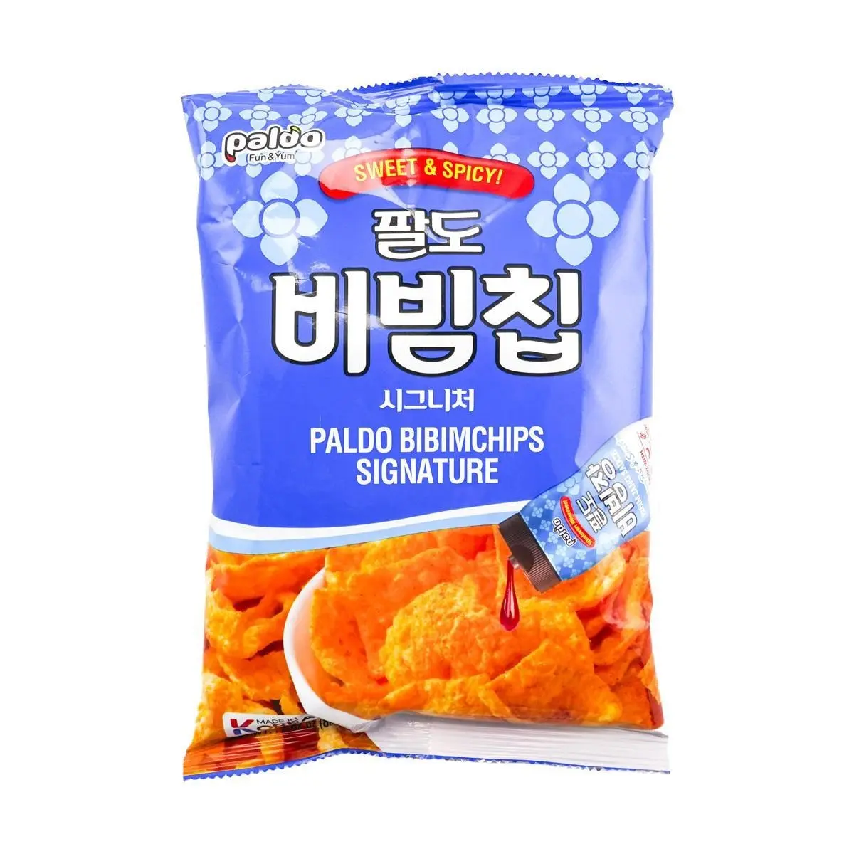 PALDO Bibimbap Flavor Corn Chips - Sweet & Spicy Korean Snack, 80g
