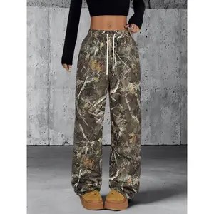 Unisex Camo Print Trousers, Casual Comfy Breathable Straight Leg Trousers for Daily Wear, Fashion Camouflage Print Bottoms for Summer, Pants