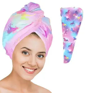 Women's Soft Quick-Dry Hair Towel, Hair Turban Towel, Cartoon Pattern Bath Accessory, Absorbent Microfiber Head Wrap, Hair Drying Towel for Bathroom Use