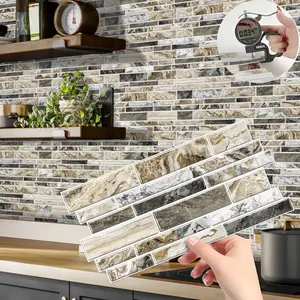 FLOLEOPA 48-Piece Peel-and-Stick Wall Decals, Marble Pattern Stickers, Tile Decals, Wall Panels Kitchen & Bathroom Splashbacks Waterproof, Oil-Resistant, Heat-Resistant Ideal for Kitchens, Bathrooms, Dining Areas, Schools, and Offices