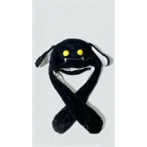 Gothic Plush Monster Rabbit Hat, Lining, Unique Fang Design, Soft Puffy Material, Halloween Party, Cosplay, Winter Outdoors