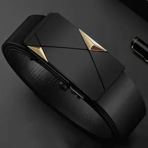 Men's student style belt with no teeth, automatic type, new model, made of leather, simple and versatile for pants.