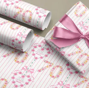 Birthday Gift Wrapping Paper | Female Pink Personalised Seventieth Wrapping Paper | Custom Gift | Wife | Mum | Grandma Nana