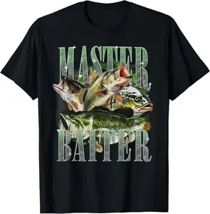 Master Baiter Bass Fishing Fisher Papa Dad Happy Fathers Day T-Shirt