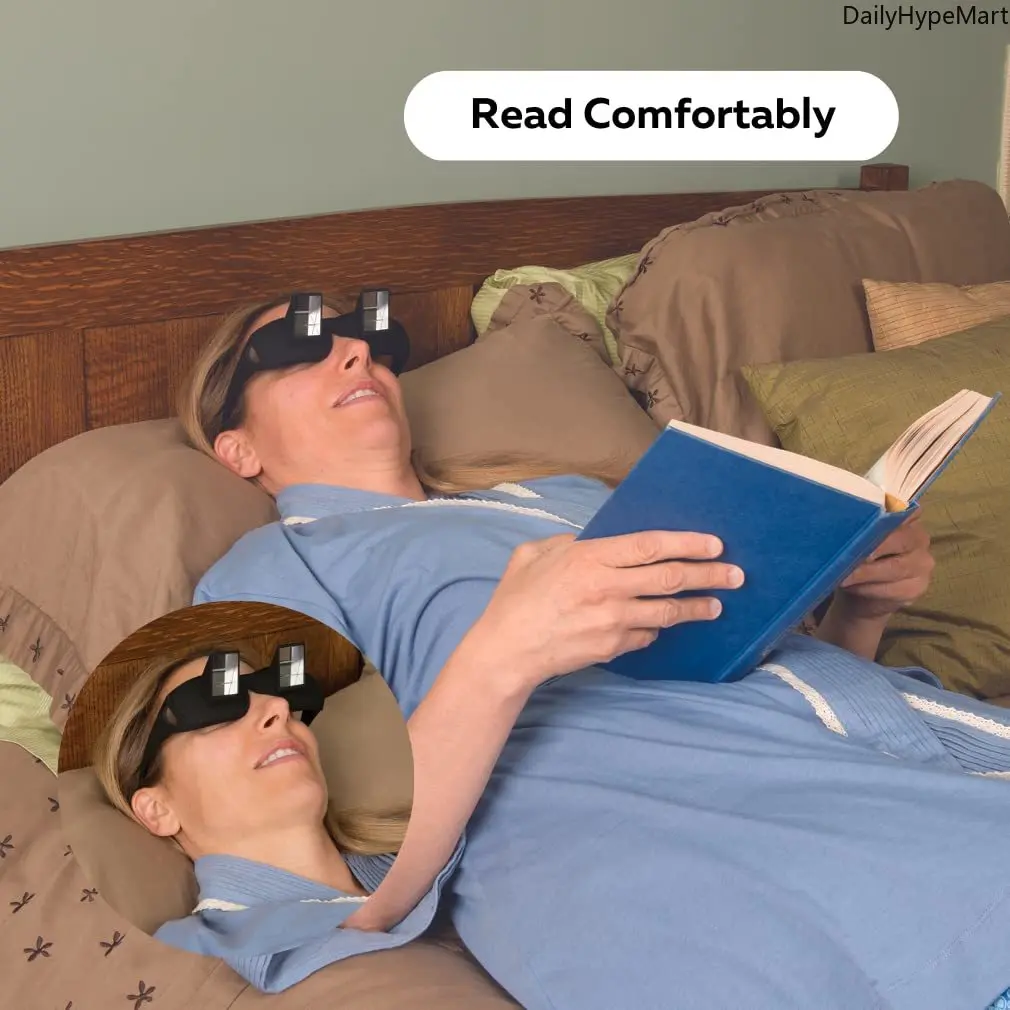 Horizontal Lazy Reading Glasses, HD Optical Prism Spectacles for Bed Lying-Down Viewing, Clear Vision Fashion Accessory, Lazy Glasses