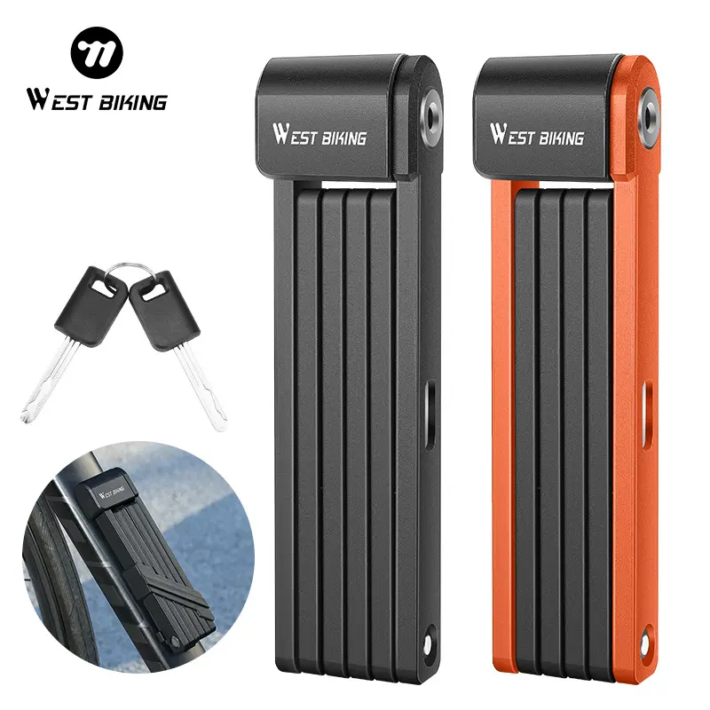 WEST BIKING Antitheft Portable Steel Bicycle Folding Lock Sturdy Durable Cycling Lock With Keys Waterproof Security Bike Lock