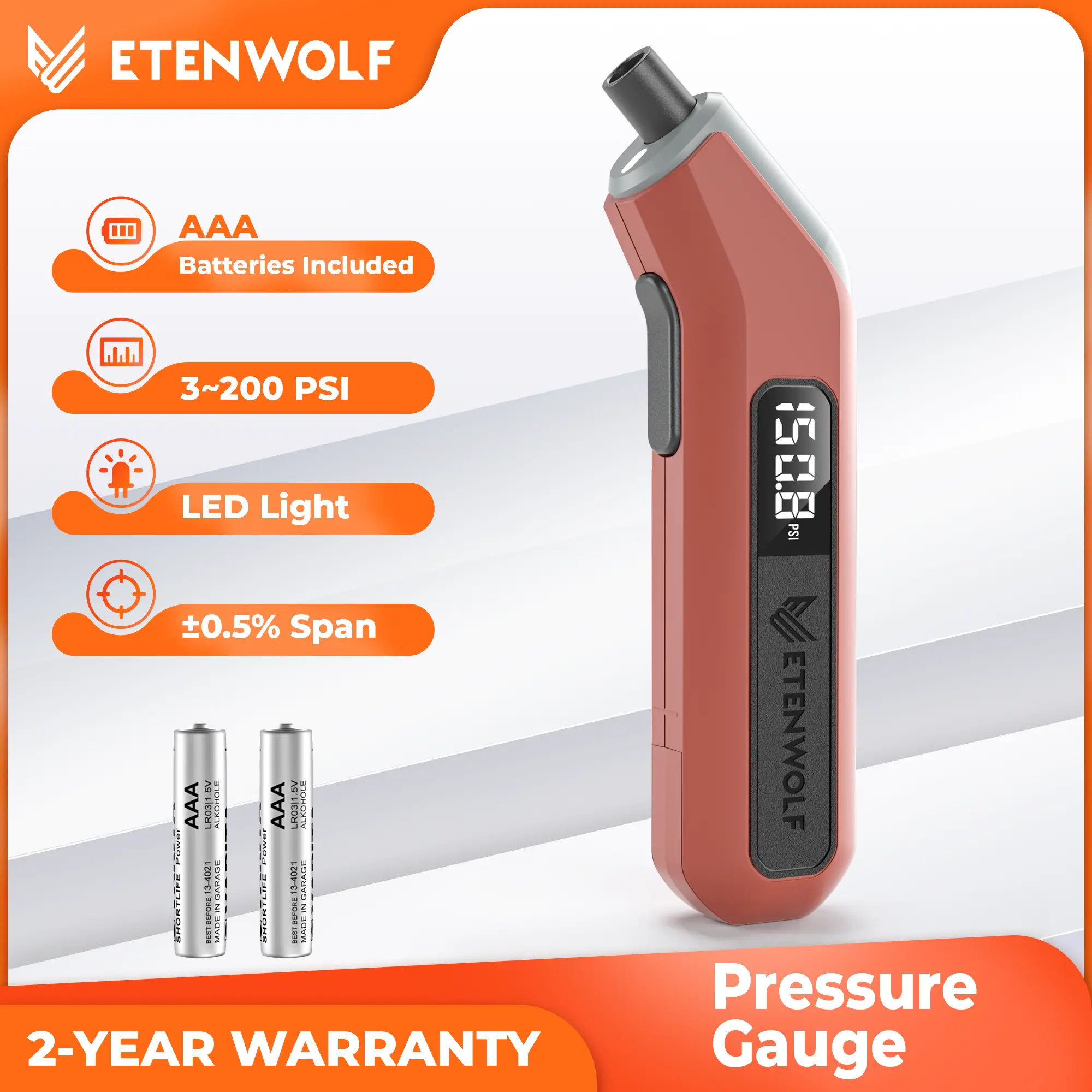 ETENWOLF Probe T300 Tire Pressure Gauge 200 PSI, Digital Tire Gauge with Bright LED Display, Tire Gauges for Tire Pressure Measurement Measuring Tool Car Aaa Batteries Included Led Light,summerwins,father'sdaygifts,car accessories