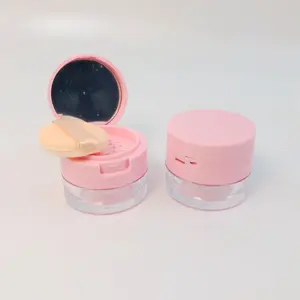 Portable Mini Travel Loose Powder Box, 1 Count Isolation Powder Box with Mirror & Powder Puff, Convenient Elastic Powder Box with Lid