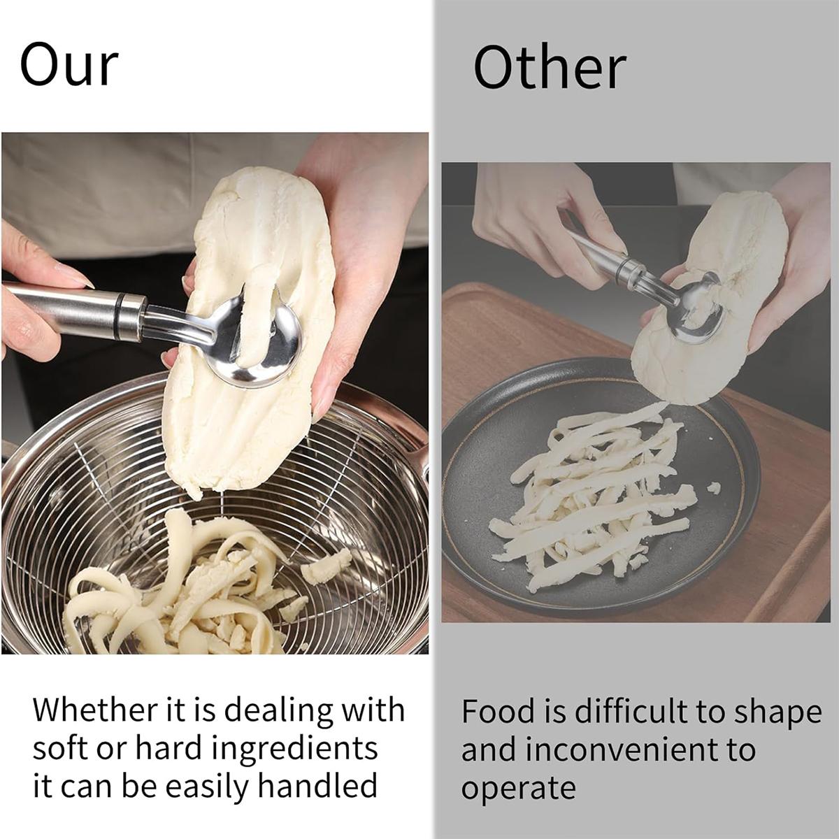 3pcs Stainless Steel Peeler  Multi-Purpose Kitchen Gadget, Cactus Peeler, Noodle Cutter & Scoop, Durable Easy-Grip