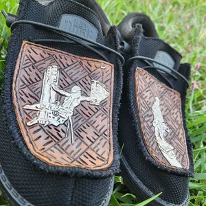 Custom Leather Patch Hey Dudes