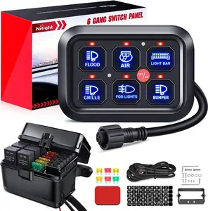 Nilight 6-Gang Switch Panel - 12VDC Power Circuit Control Relay System with Fuse Wiring Harness, Plug-N-Play Dimmable Backlight LED Pod, Compact Fitment Lighting Control Car Electronics for Cars/Trucks/SUVs