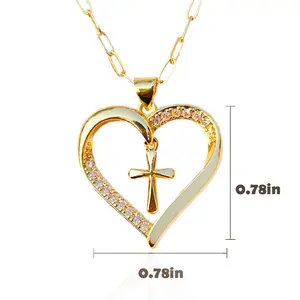 Heart Necklace Love Cross Necklaces Te Amo Necklace Pendant initialnecklace girlfriend gifts jewelry