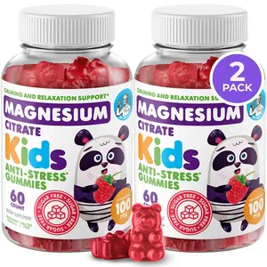 DR. MORITZ Sugar-Free Calm Magnesium Gummies for Kids 4+ & Adults - Non-GMO Raspberry Flavor 100mg Citrate 2-Pack 60 Count