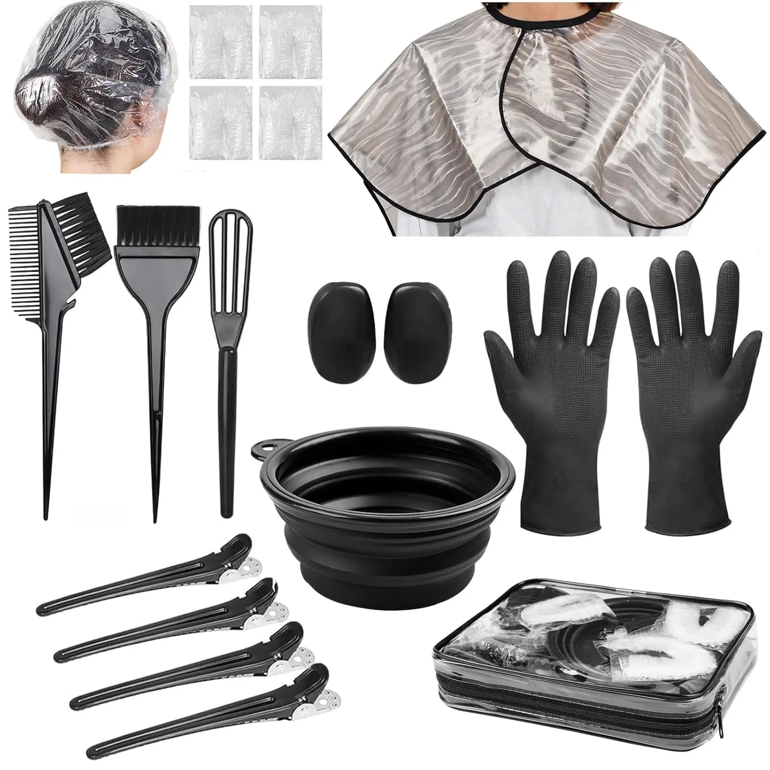 19 Pcs Professional Hair Bleach Kit Hair Coloring Products with Hair Dye Brush, Hair Color Bowl, Hairclips, Applicator, Earmuffs for Hair Highlighting and Hair Coloring at Home