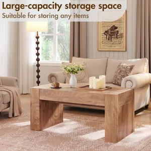 REDLEMON Modern Coffee/Sofa Table with Hidden Drawer, 48" Short Entryway Table for Front of Couch, Thick Wood Construction for Living Room Foyer, Easy Assembly, Rustic Oak