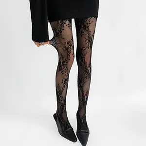 Women's Thin Lightweight Sheer Floral Patterned Lace Tights, Womenswear, Fit, Feminine, Versatile & Stylish Design, Perfect for Everyday Wear, Enhance Your Look