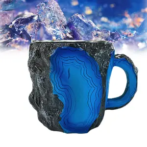 400ml Resin Mineral Crystal Coffee Mugs With Handles Elegant Fake Mineral Crystal Cup For Workplace Home Decor Christmas Gift Kitchen Gadgets