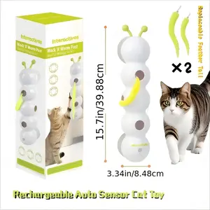 Interactive Electric Caterpillar Toy for Cats, Self-Entertainment Pet Suction Stick, Smart Interactive Cat Toy, Fun and Engaging Cat Playtime Accessory