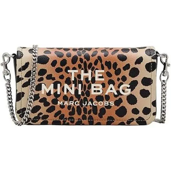 Marc Jacobs The Cheetah Leather Chain Mini Bag - Black Multi 2R4SMN002S02-002, Street, Cheetah Pattern Women's Handbags, Designer Logo Women's Handbags, Fashion Luxury, One Size, Evening