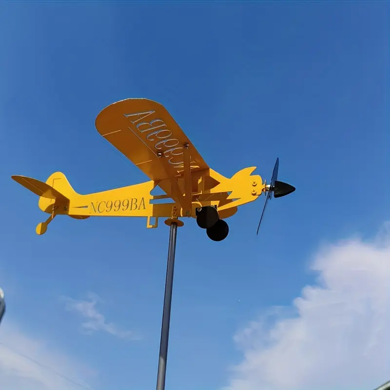 Handmade Metal Airplane Wind Vane - Outdoor Windmill Decoration With 3D Propeller, No Electricity Required, Weather-Resistant Garden And Courtyard Decorative Gift, Suitable For Aviation Enthusiasts