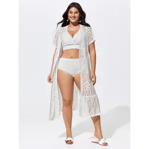 BLOOMCHIC Plus Size Hollowed-Out Lace Kimono [M-6X] 2026 Spotlight,Summer wins,Deals for your days