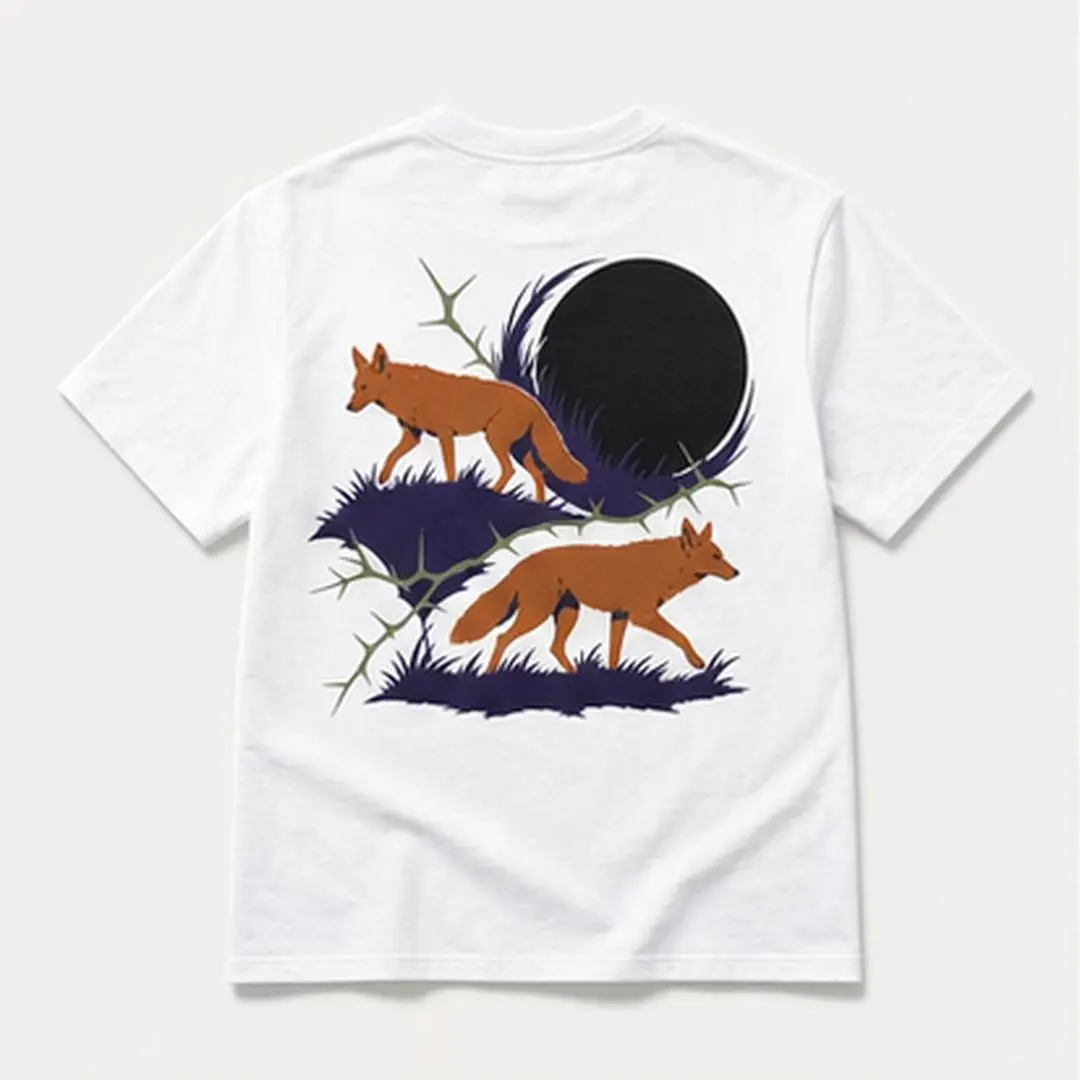 Coyote Chorus Cut Men's White Graphic T-Shirt Short Sleeve Crew Neck Cotton Blend Coyote Howling at Moon Desert Night Graphic Tee for Men, Wildlife Lover Gift, Outdoor Casual Top original statement print casual everyday tee weekend