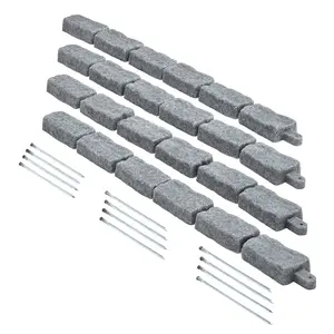 VEVOR Faux Stone Landscape Edging,  46.4 x 2.2 in Realistic Lawn Edging, Flexible Brick-Sized Garden Edging Border with Anchoring Spikes, Fade-Resistant Yard Edging for Driveways Walkway Grey