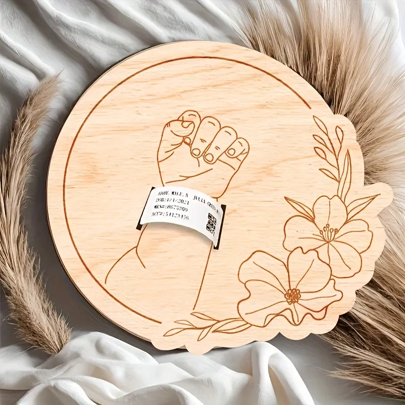 Wooden Carving Hospital Bracelet Pendant Memorial Gift, Laser Cutting Technology, Photo Prop, Room Decoration, Ideal Home Desktop Ornament, Wooden Home Sign, Decorative Plaque, Plaque And Sign