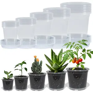 30 Pack 3/4/5/6/7 Inch Clear  Pots with Drainage and 30 Pack  Saucers,  Pots for  Transparent Potting Containers for  Seeding Starter Pot (Clear, 3/4/5/6/7 Inch)