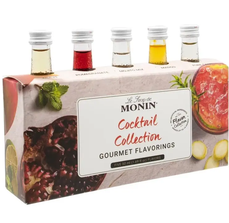 Monin - 5 Flavor Classic Cocktail Collection: Pomegranate, Mojito, Agave Nectar, Mango, and Pure Cane Syrups, Great for Classic Happy Hour Cocktails, Non-GMO, Gluten-Free (50 ml per bottle)