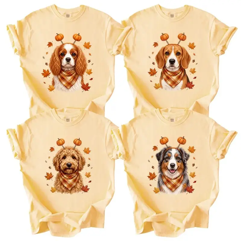 Custom Dog Breed Pumpkin Fall Shirt - Personalized Pet Lover Tee - Cozy Autumn Apparel