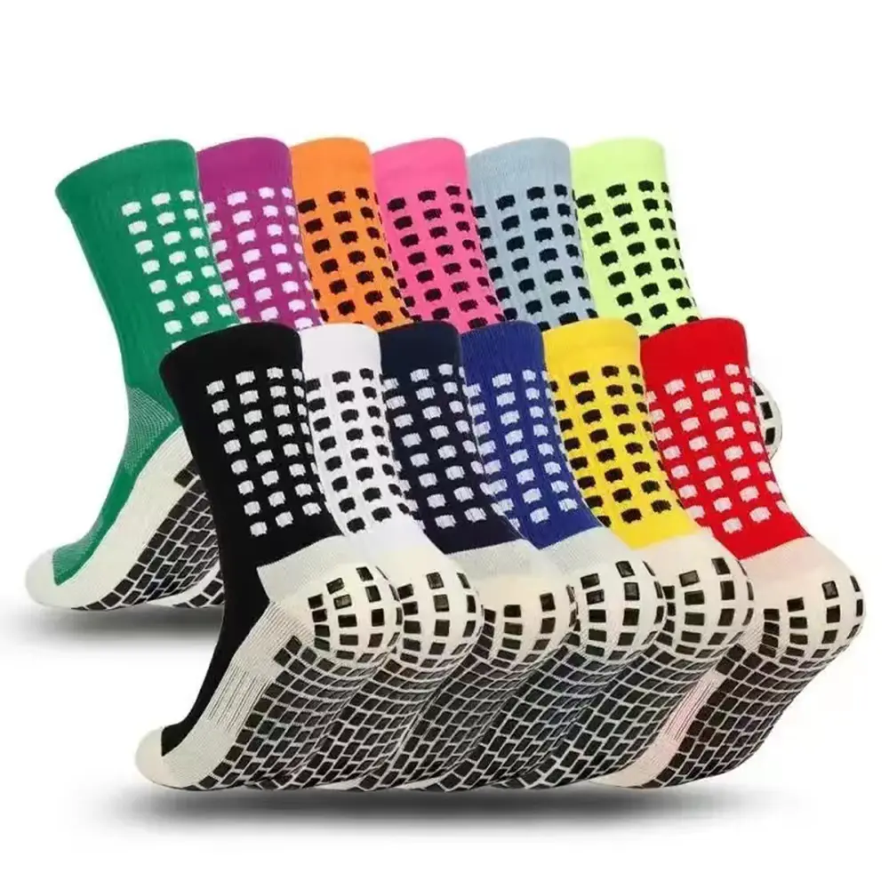 Youth Anti-Slip Soccer Grip Socks, Non-Slip Compression Athletic Socks with Cushioned Terry Sole for Boys Girls, Ideal for Soccer Basketball Yoga Running Hiking, Multi-Color Options