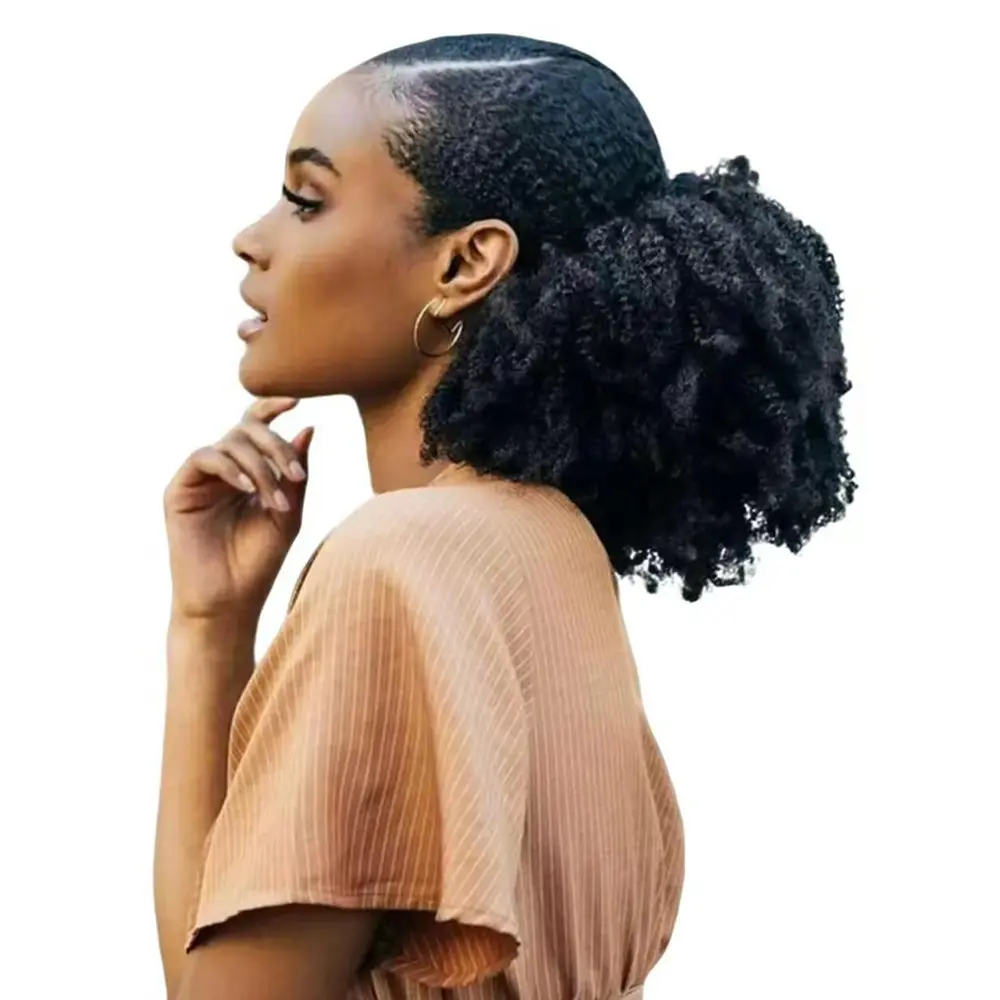 Afro Puff Bun Braiding Hair Ponytail Short Marley Hair Drawstring Ponytail Synthetic Afro Kinky Curly Pony Tail Hair Piece For Women