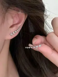 Elegant Zirconia Starry Sky Lucky Stars Earrings, Luxury Gradient Round Diamond Studs, Women's Fashion Jewelry for Daily Wear, High Quality Earrings