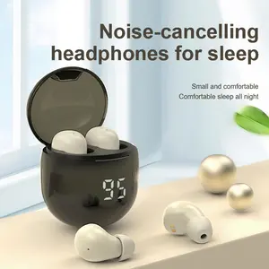Noise Canceling Sleep Wireless Earbuds, Ultra Mini Comfortable Invisible Headphones with LED Digital Charging Case, Bluetooth 5.3 HD Sound for All-Night Side Sleepers