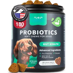 Probiotics for Dogs Gut Health, Digestion, Immunity, Yeast Balance, Itchy Skin, Allergies Support - Dog Probiotic Chews with Digestive Enzymes for Gut - Soft Treats with Pumpkin and Yeast Powder
