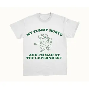 [100% ]  My Tummy Hurts And I'M Mad At The Government T-Shirt, Retro Unisex Adult T Shirt, Vintage Frog Shirt, Funny Frog Meme T Shirt, Funny Gift, Unisex Shirt Adult Unisex T-Shirt Golf Gift T-Shirt For Men And Women plus  size  top winter tees