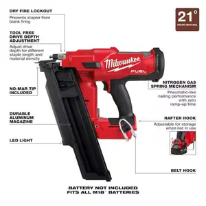 Milwaukee M18 FUEL 3-1/2 in. 18-Volt 21-Degree Lithium-Ion Brushless Cordless Framing Nailer (Tool-Only)