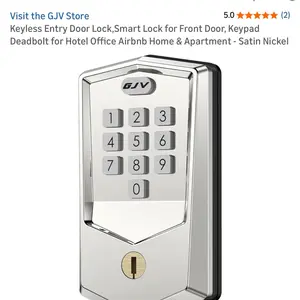 GJV Keyless Entry Smart Lock for Front Door Keypad Deadbolt Satin Nickel for Hotel Office Airbnb Home & Apartment