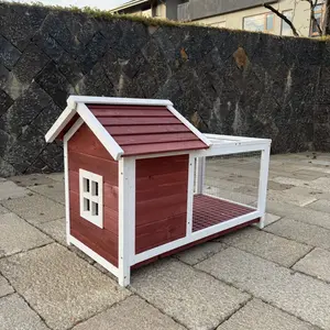 Wooden Rabbit Hutch, Large Indoor/Outdoor Rabbit Cage & Chicken Coop, Weather-Resistant Bunny House with Anti-Chew Metal-Framed Ramp for Backyard Small Animals table top