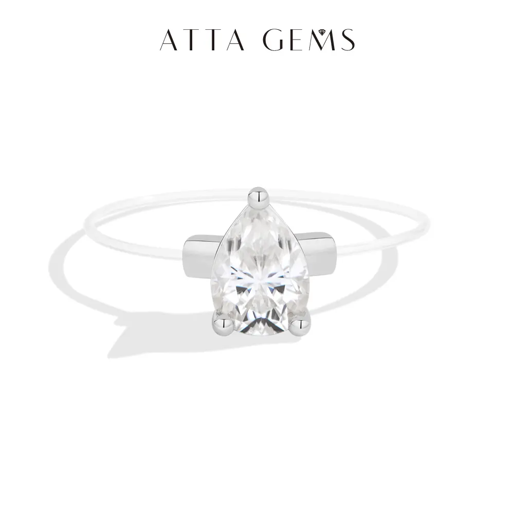 ATTAGEMS Certified Invisible Band Solitaire Ring - Round-Pear Cut Lab-Moissanite Ice Ring, Elegant Everyday Women's Artificial Gemstone Jewelry, Special Gift for Anniversary R373 summerwins, Elegant Everyday Ring, Female