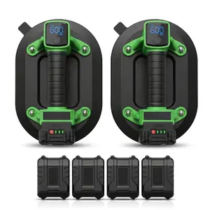Heavy Duty Suction Cups for Glass Lifting, 600LBS Battery Powered Suction Tool with Digital Display, 4x2400mAh Batteries, Electric Lifter for Granite, Tile, Metal, Large Glass