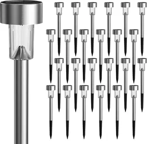 【Springtok】GIGALUMI 24 Pack Solar Path Lights Outdoor,Solar Lights Outdoor Waterproof,Stainless Steel LED Landscape Lighting,Solar Garden Lights for Driveway,Pathway,Patio,Yard