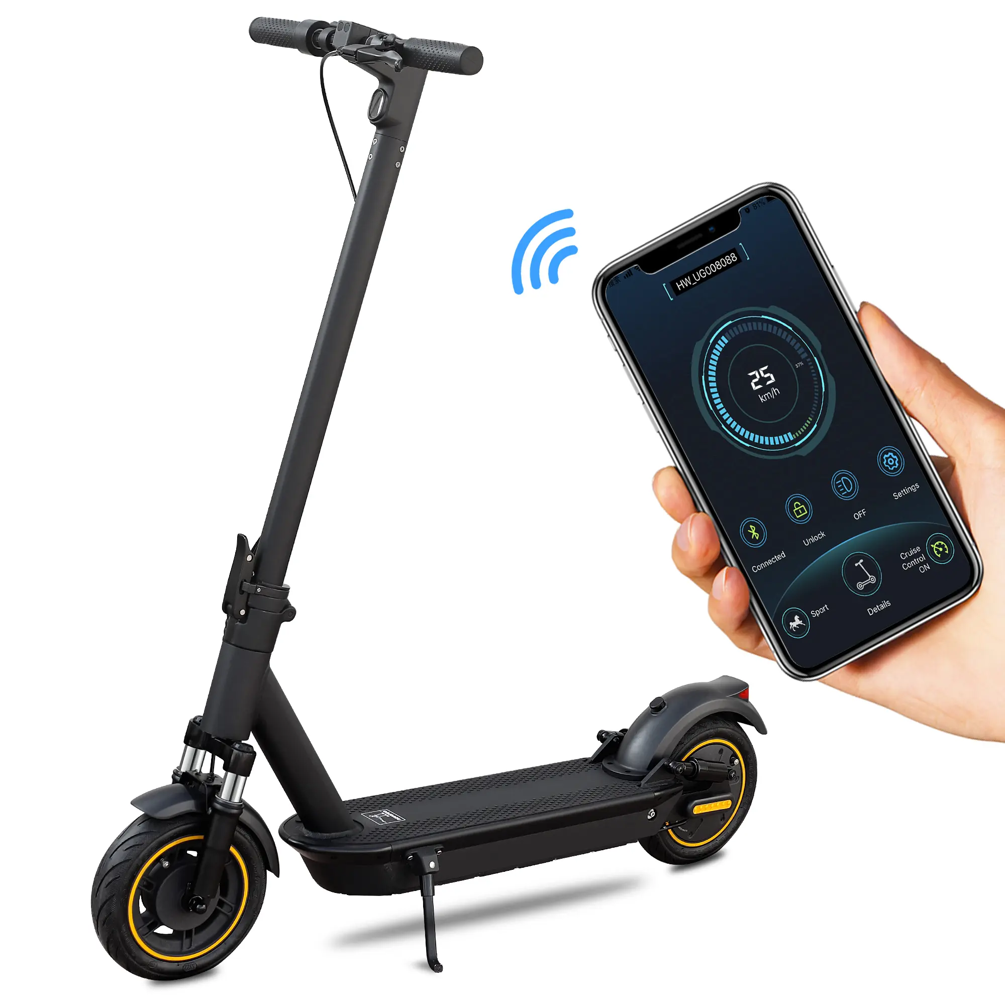 Foldable Electric Scooter for Adults, 500W Motor, 35-45km Range, 35km/h Max Speed, Dual Suspension & Braking, 10" Solid Tires, App Control, 120kg Max Load, Motorized Scooters, 10" Tires, Esmax-14.5Ah,22-28 Miles Range,22Mph,500W
