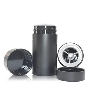 2pcs 75ml Frosted Black Round Shape Bottom Filling Stick Deodorant Container Portable Travel Reusable Deodorant Tube