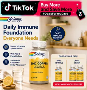 Solaray Zinc Copper VegCaps — 50mg Zinc + Copper + Iodine — Daily Immune Stack