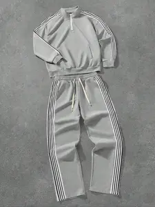 Men's Solid Raglan Sleeve Tee & Pants Streetwear Tracksuit Set, Regular Fit Casual Round Neck Short Sleeve T-shirt & Trousers, Men's Two-piece Outfits for Spring & Fall, Sweat Suit Set