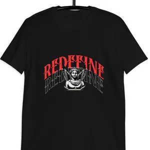 RDE T-Shirts - Black Crew Neck Short Sleeve with "Redefine" Design, Casual Style for Everyday Wear