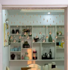 20 Strings  Beaded Curtain, Door String Curtain, Hanging Door Beads Curtains Room Divider for  Decor Doorway Window Living Room Bedroom, Easy to Install. (Chamgagne, 16" L x 40" W)